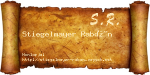 Stiegelmayer Rabán névjegykártya